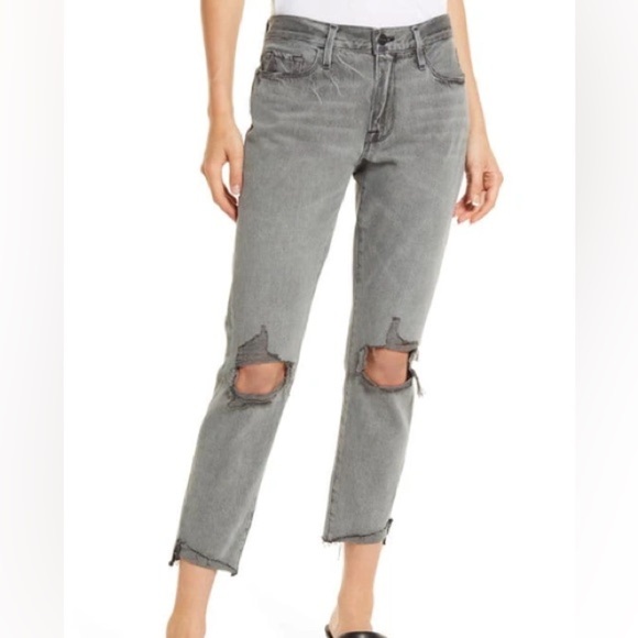 Frame Womens Le Garcon Ripped Cuff Step Hem Nonstretch Jeans 29 - Picture 5 of 16